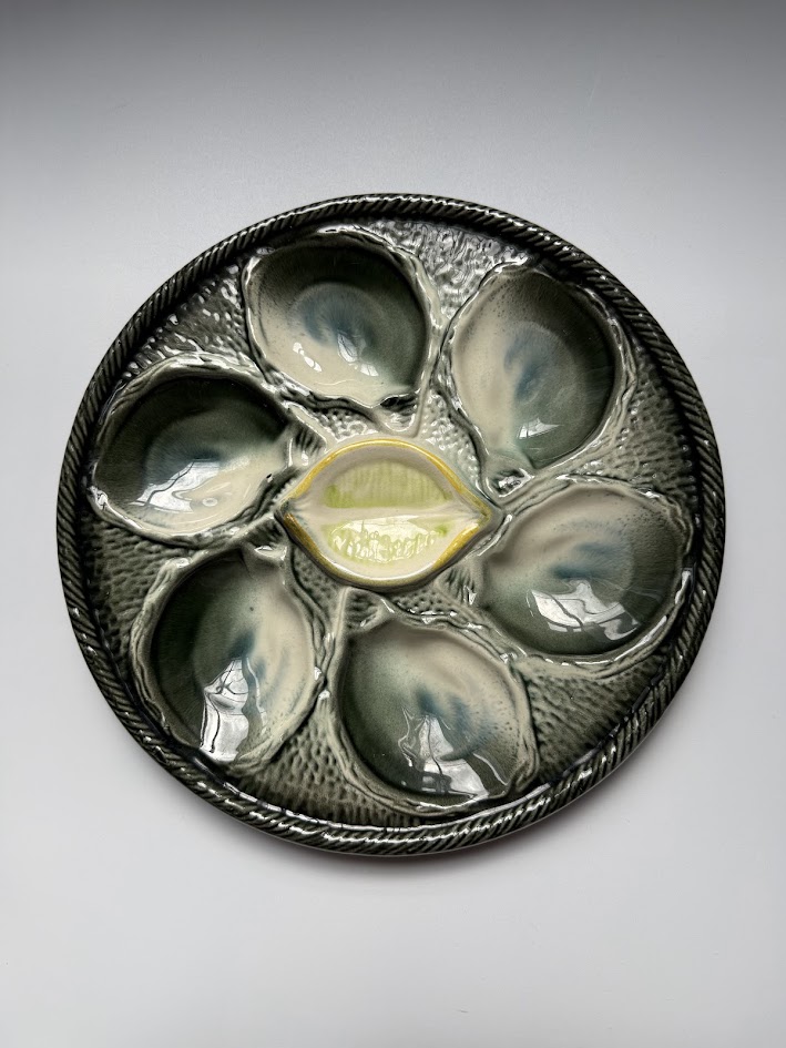 Vintage French oyster plate set St Clement France 1950s IMG_1094