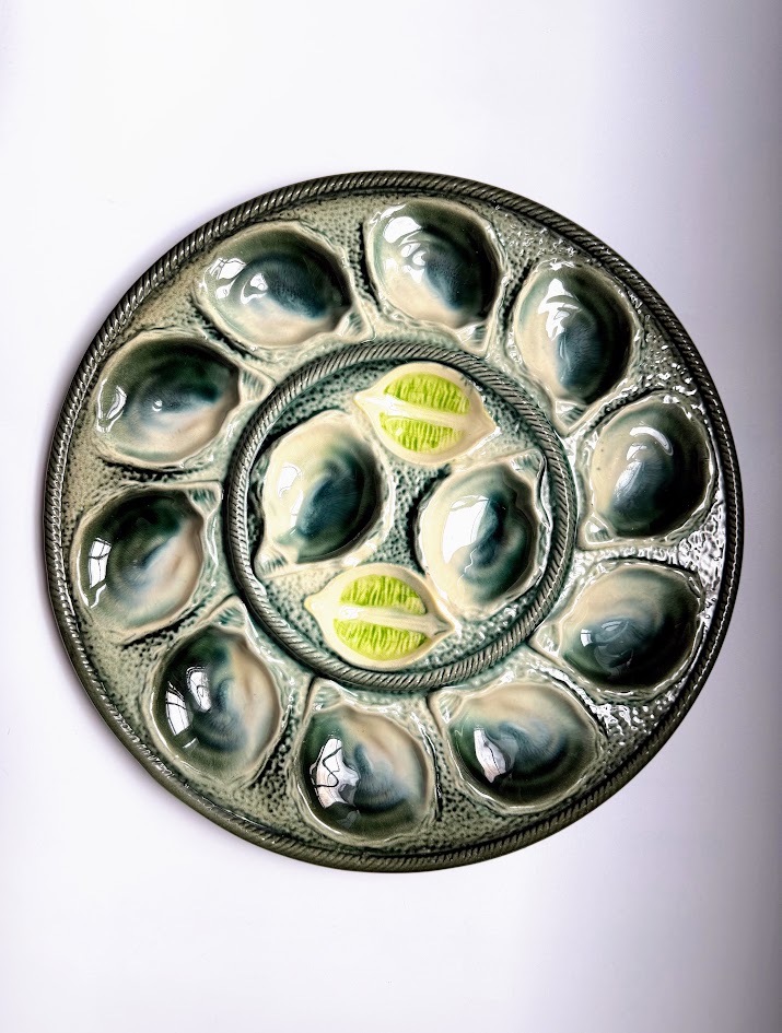 Vintage French oyster plate set St Clement France 1950s IMG_1099-EDIT