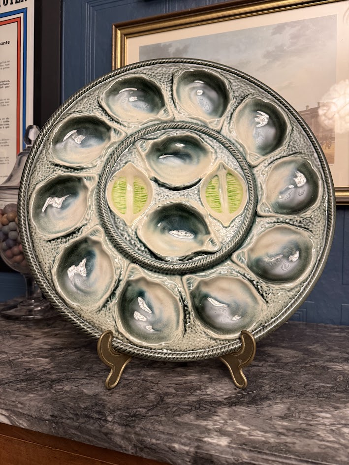Vintage French oyster plate set St Clement France 1950s IMG_1915