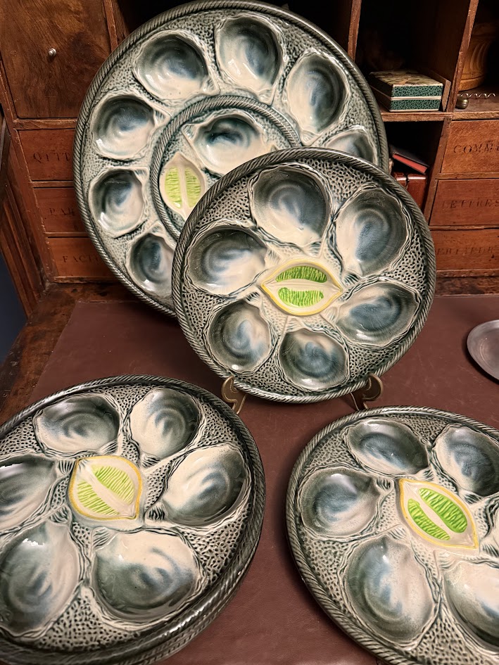 Vintage French oyster plate set St Clement France 1950s IMG_1918