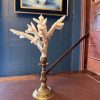 Vintage Natural White Coral Specimen on Ornate Brass Candlestick Stand Cabinet of Curiosities & Grand Tour Home Decor IMG_1957