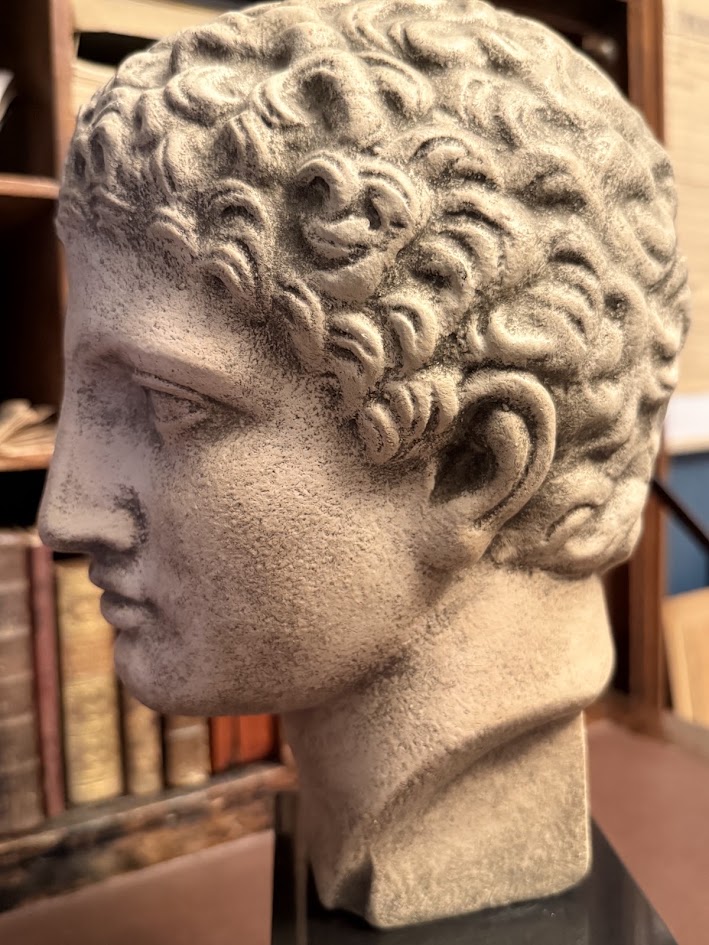 Architectural Faux-Stone Bust of the 'Hermes Richelieu' on Noir Marble Plinth IMG_2111