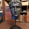Large Patinated Plaster Bust of Roman Emperor Augustus Grand Tour Neoclassical Head on Stand (40cm) IMG_2091
